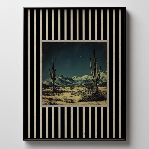 Vintage Desert Night Postcard Print, Maximalist Western