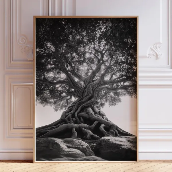 Tree Of Life Black And White Art Print