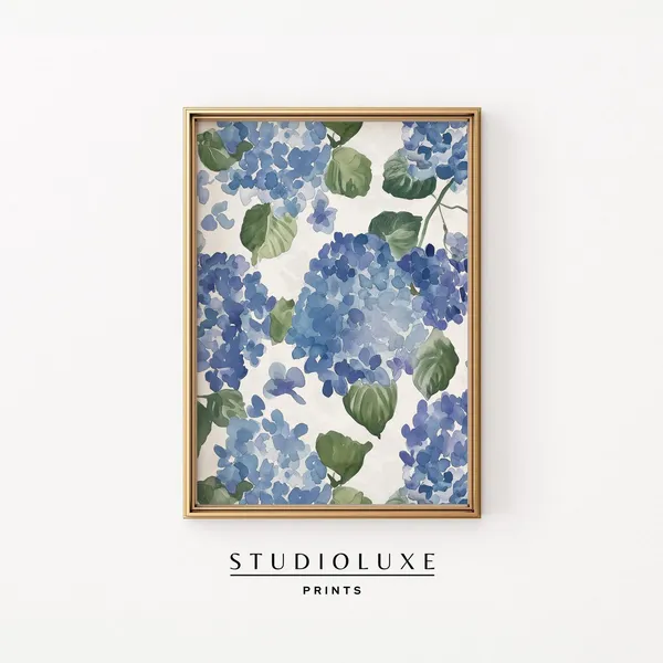 Blue Hydrangea Painting Coastal Flower Art Print
