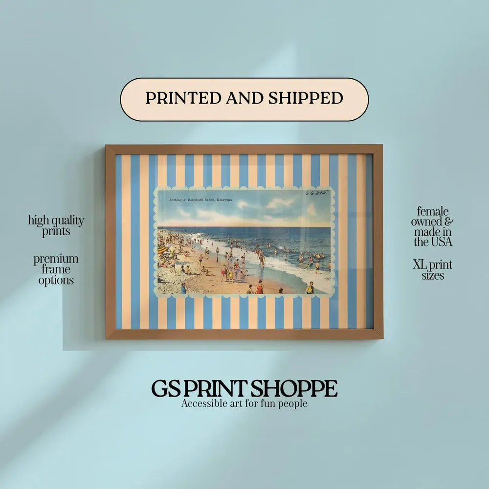 Rehoboth Beach Vintage Horizontal Art Print