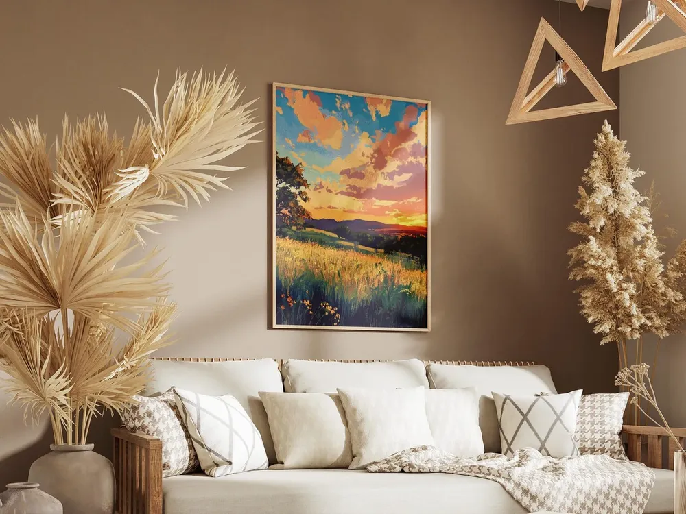 Texas Hill Country Sunset Vintage Landscape Art Print - Image 3
