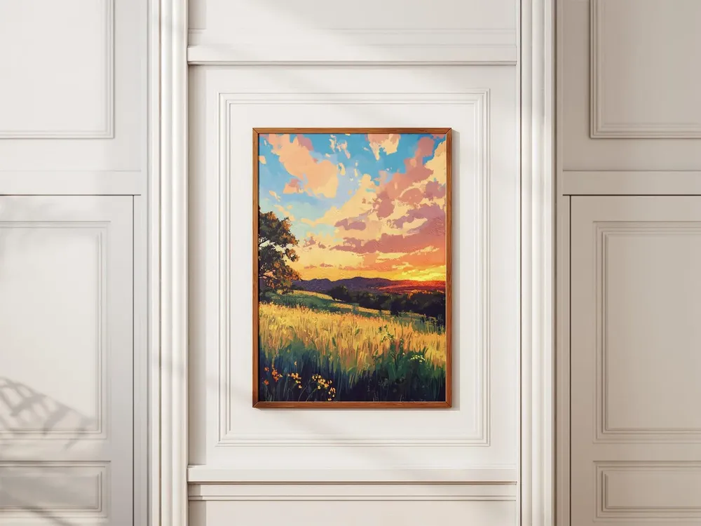 Texas Hill Country Sunset Vintage Landscape Art Print - Image 2