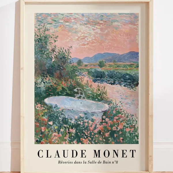 Monet-Inspired Bathroom Floral Countryside Art Print