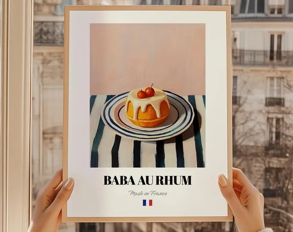 Baba Au Rhum French Dessert Poster, Kitchen Wall Art