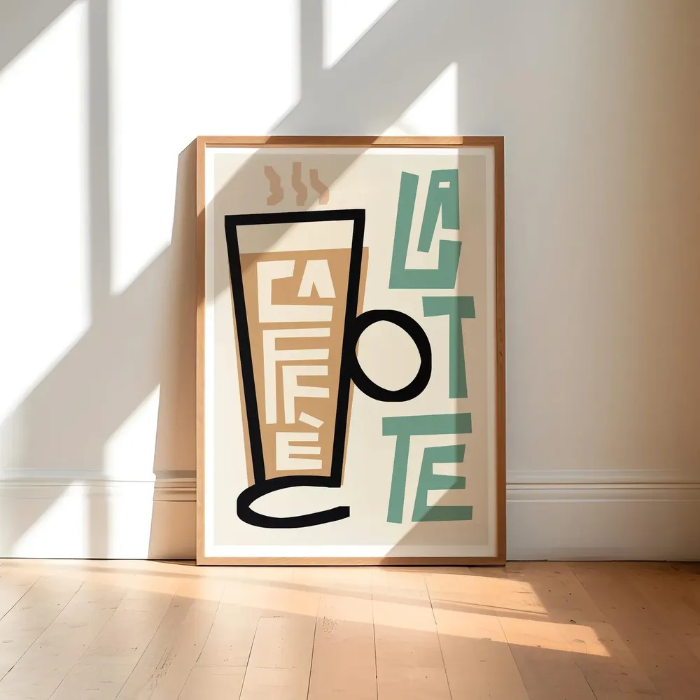 Coffee Latte Art Print, Retro Kitchen Decor
