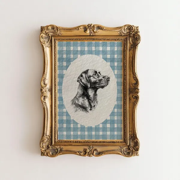 Black Lab Watercolor Art Print, Vintage Dog Sketch