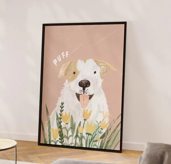 Custom Pet Portrait Watercolor Nursery Decor Art Print