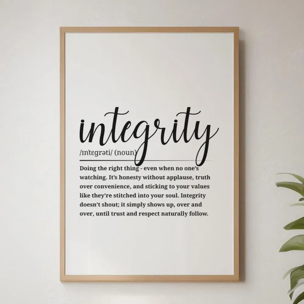 Integrity Definition Art Print, Home or Office Decor