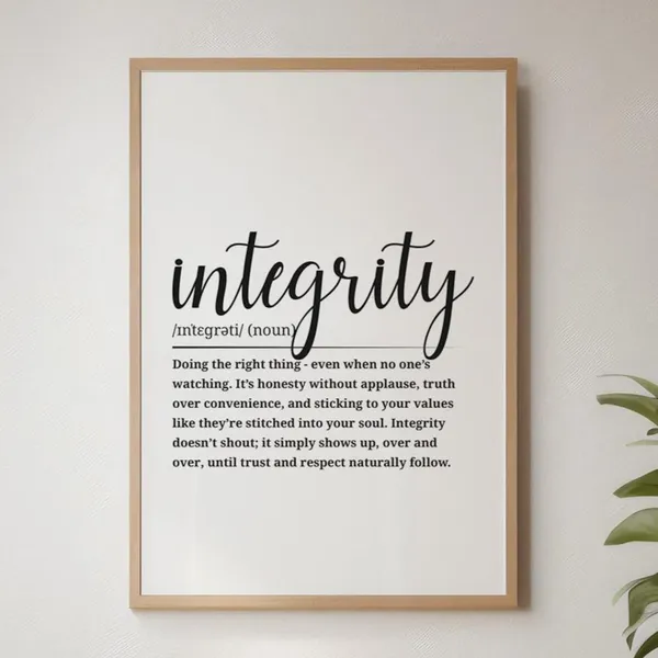 Integrity Definition Art Print, Home or Office Decor