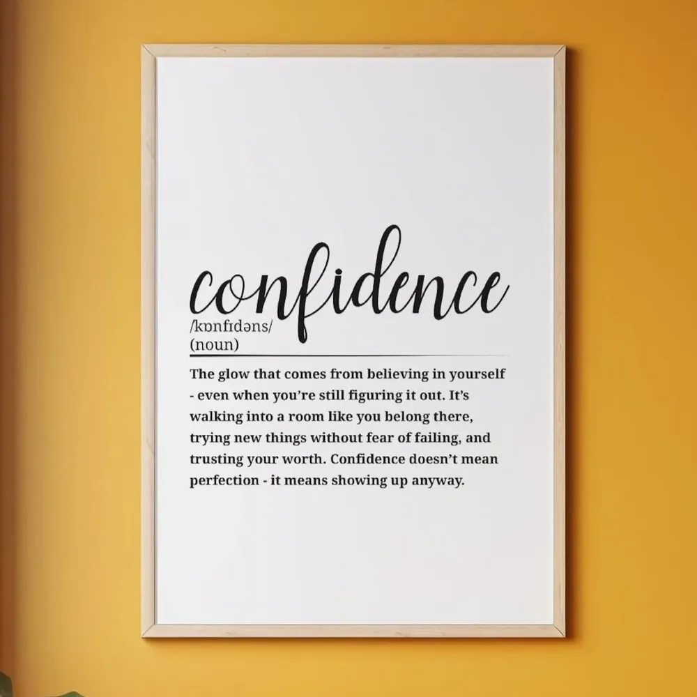 Confidence Definition Poster, Fun Home Office Decor