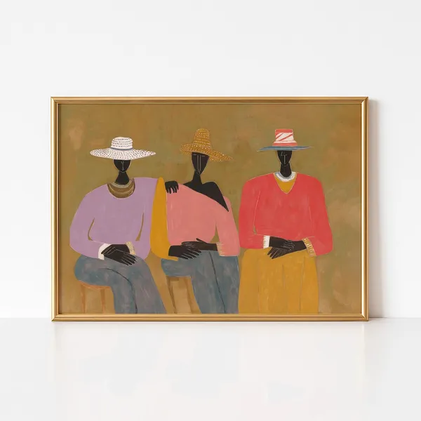Friends Boho Wall Art, Afrocentric Living Room Print