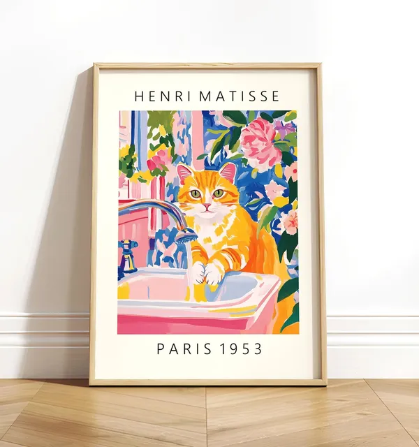 Orange Tabby Cat, Matisse Style Art Print