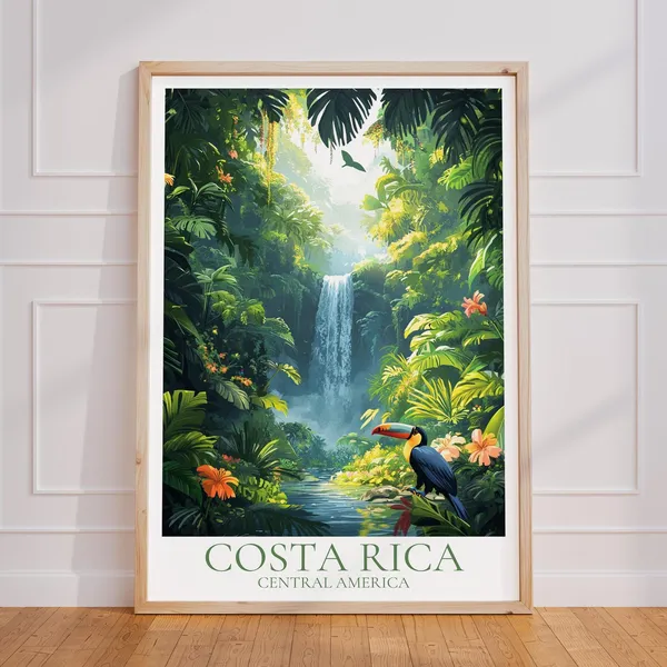 Costa Rica Vintage Travel Poster, Nature Art Print