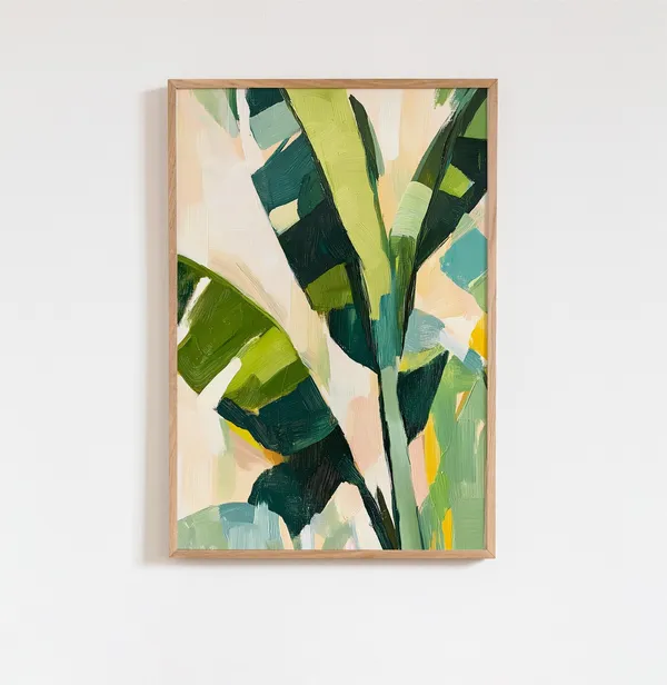 Banana Leaf Oil Painting Print, Botanical Decor