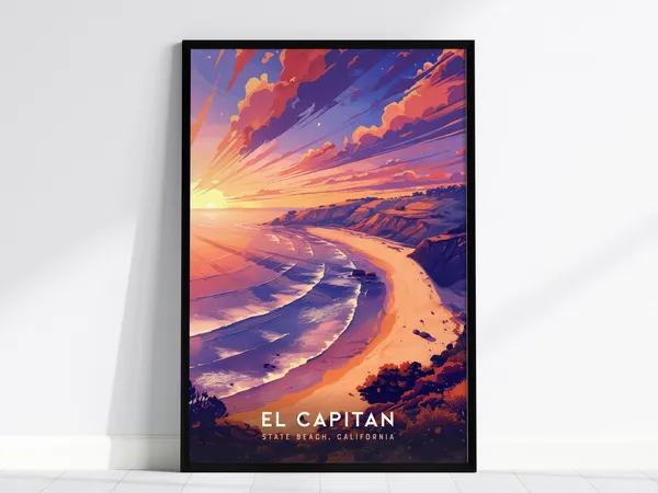 El Capitan State Beach Sunset Art Print, Coastal Decor