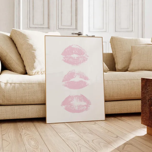 Powder Pink Kiss Lips Trendy Preppy Art Print