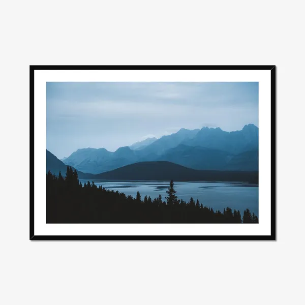 Kananaskis County Vintage Mountain Lake Poster Print