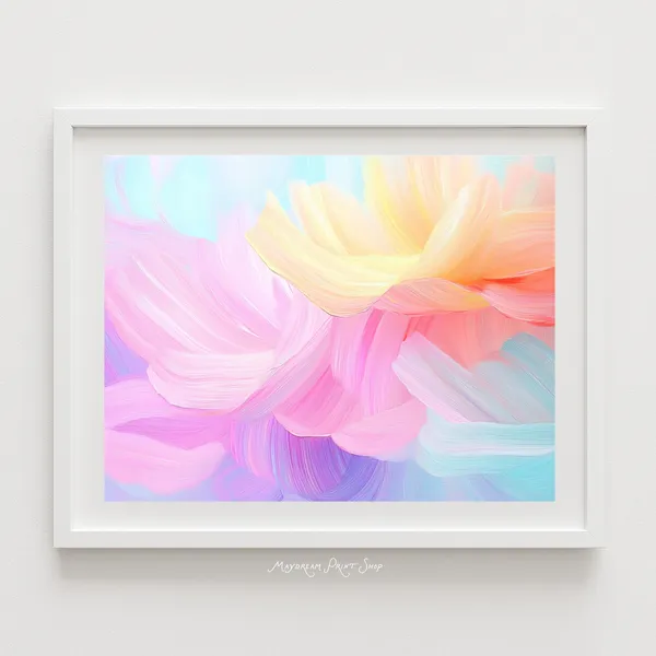 Abstract Pastel Floral Brushstroke Art Print
