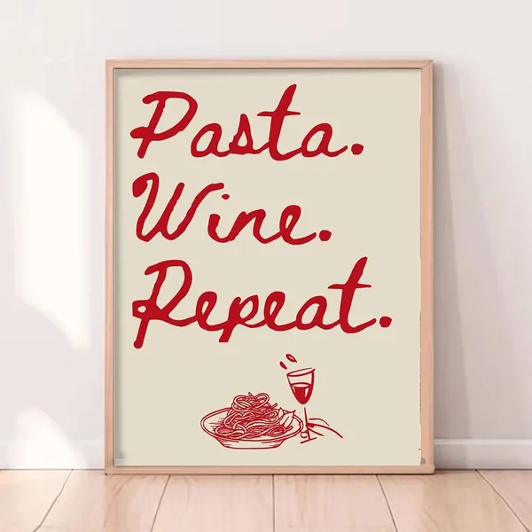 Pizza Wine Repeat - Italian Kitchen Art Print
