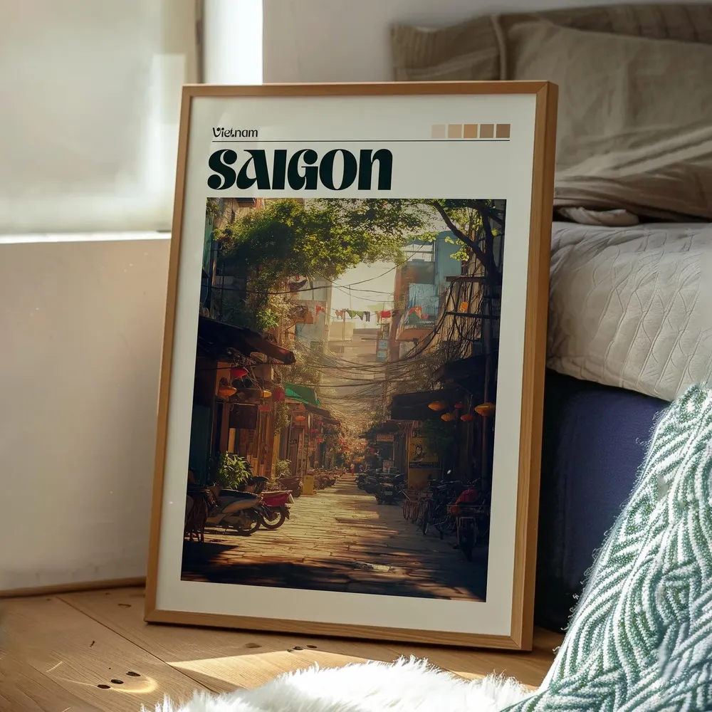 Saigon Vietnam Travel Poster, Ho Chi Minh City - Image 3