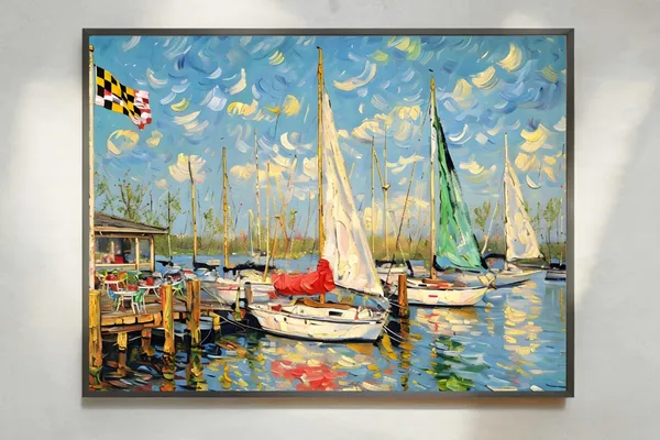 Annapolis Maryland Sailboats Marina Life Travel Poster