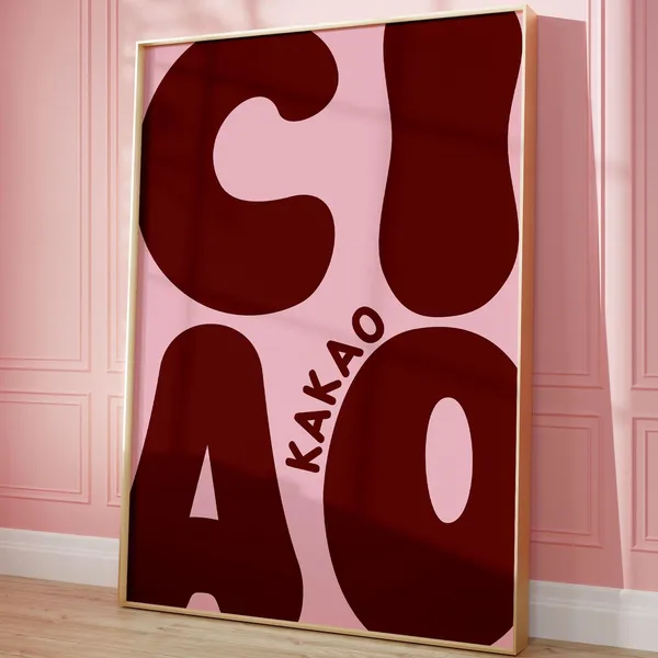 Ciao Kakao Typography Poster, Retro Kitchen Print