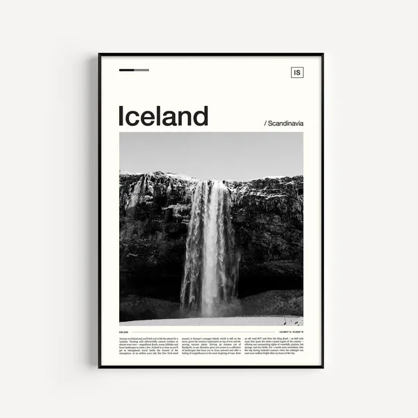 Iceland Black and White Landscape Art Print