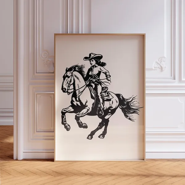 Retro Cowgirl Western Decor Art Print