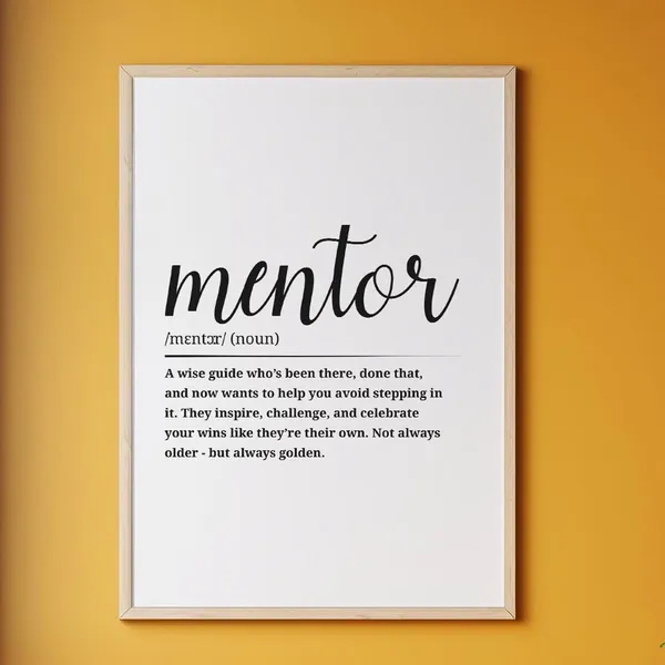 Mentor Definition Motivational Art Print, Office Decor