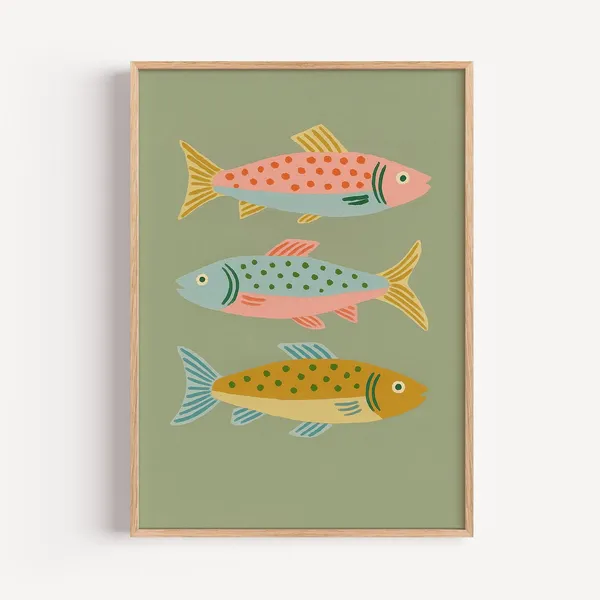Colorful Fish Print, Whimsical Kids Room Art