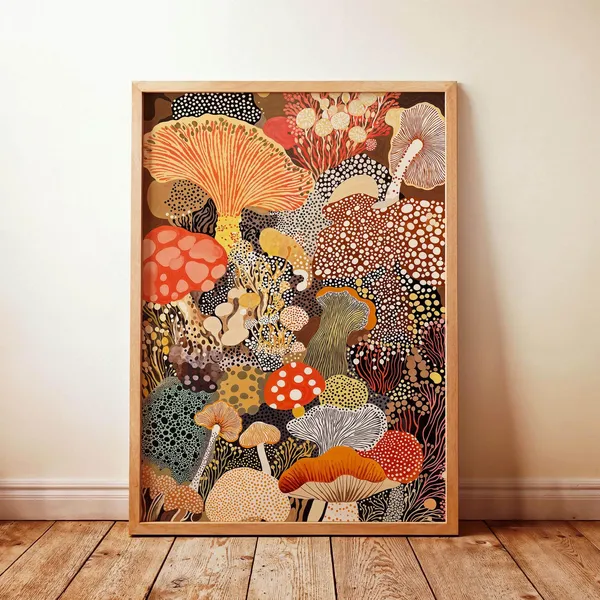 Mushroom Wall Art, Yayoi Kusama-Inspired Poster