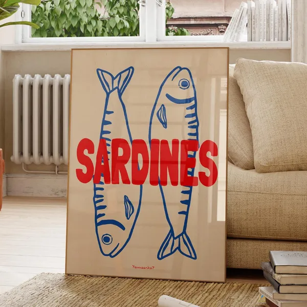 Sardines Retro Kitchen Wall Art Print