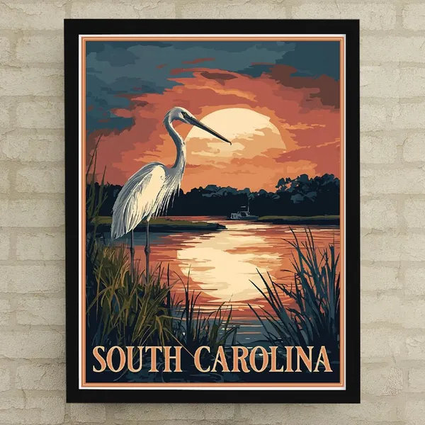South Carolina Vintage Style Travel Poster Print