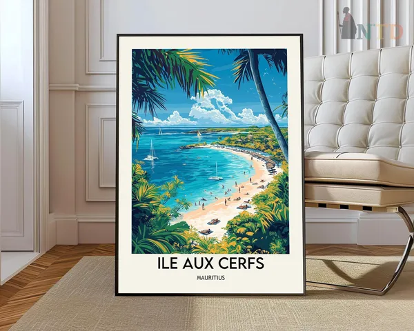 Ile Aux Cerfs Travel Poster, Mauritius Wall Art Print