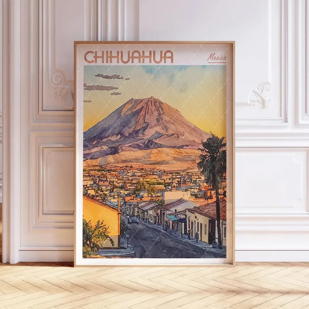 Chihuahua Mexico Watercolor Travel Poster
