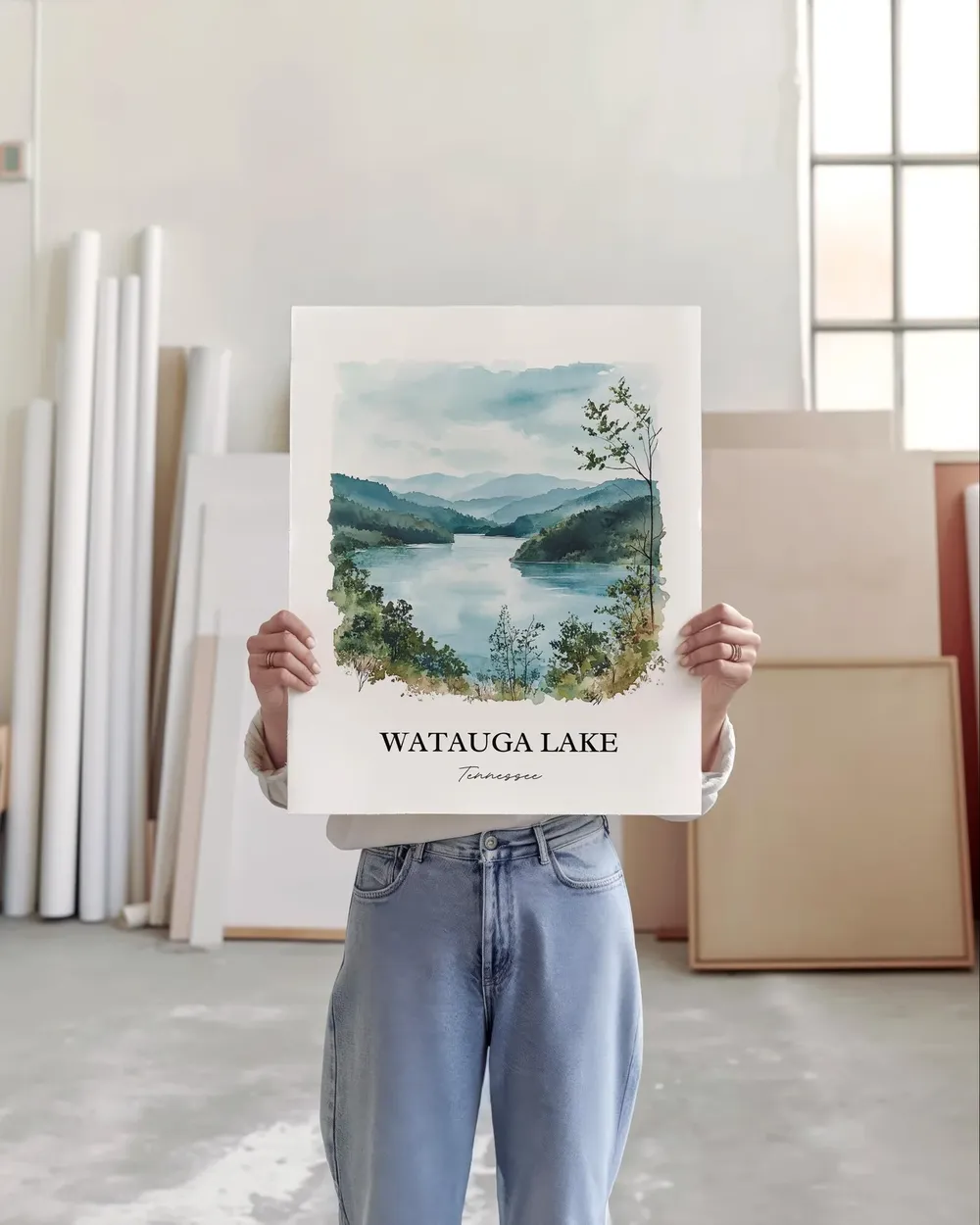Watauga Lake Travel Poster, Tennessee Watercolor Art Print - Image 3