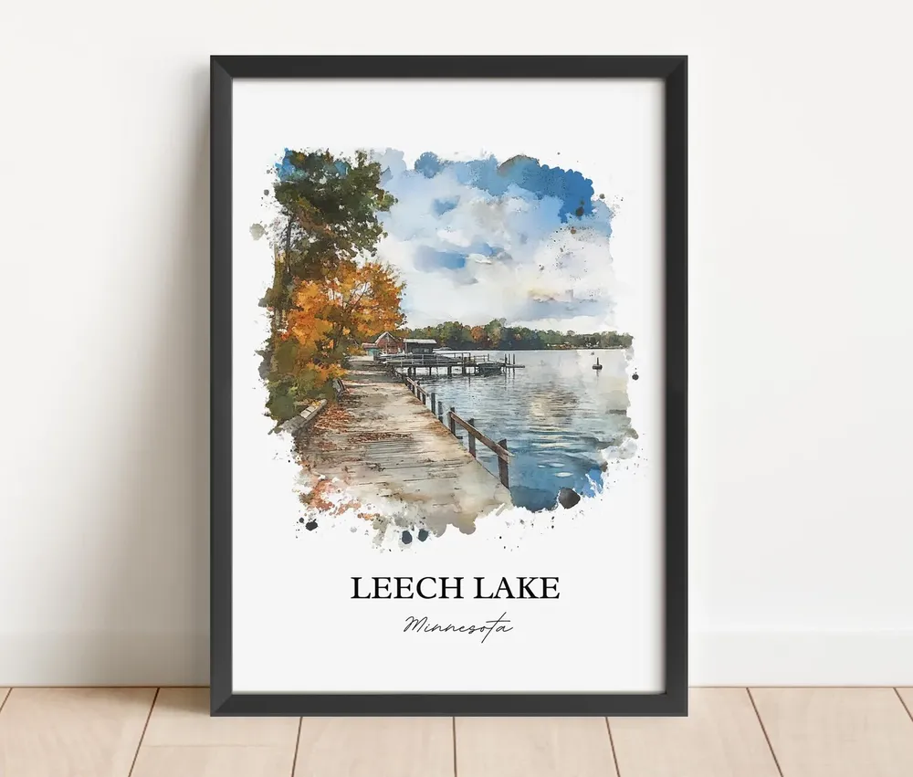Leech Lake Minnesota Watercolor Travel Poster - Image 6