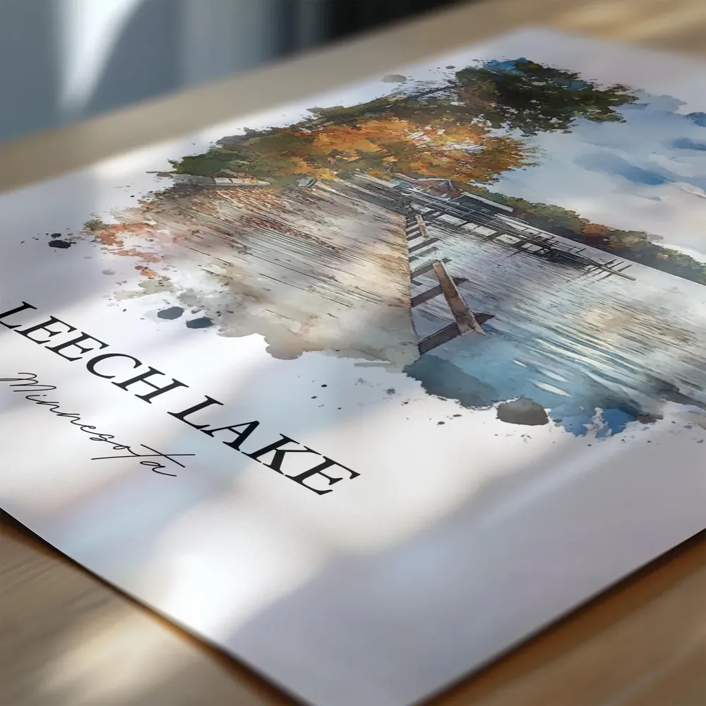 Leech Lake Minnesota Watercolor Travel Poster - Image 5