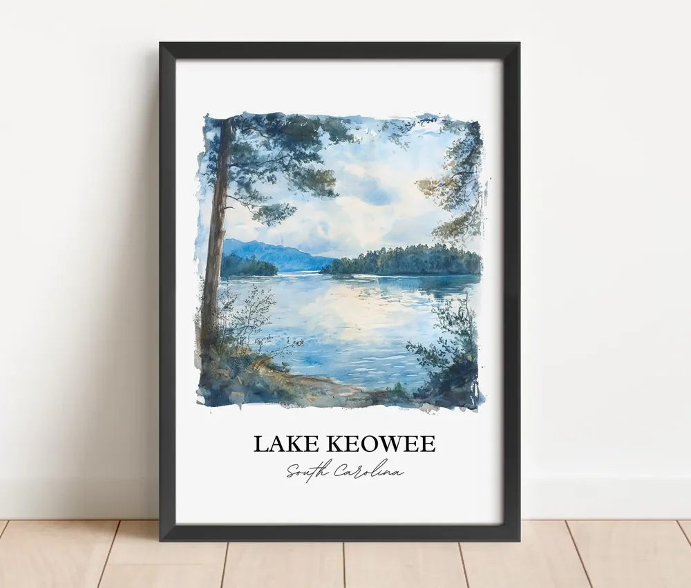 Lake Keowee, South Carolina Watercolor Travel Poster - Image 4