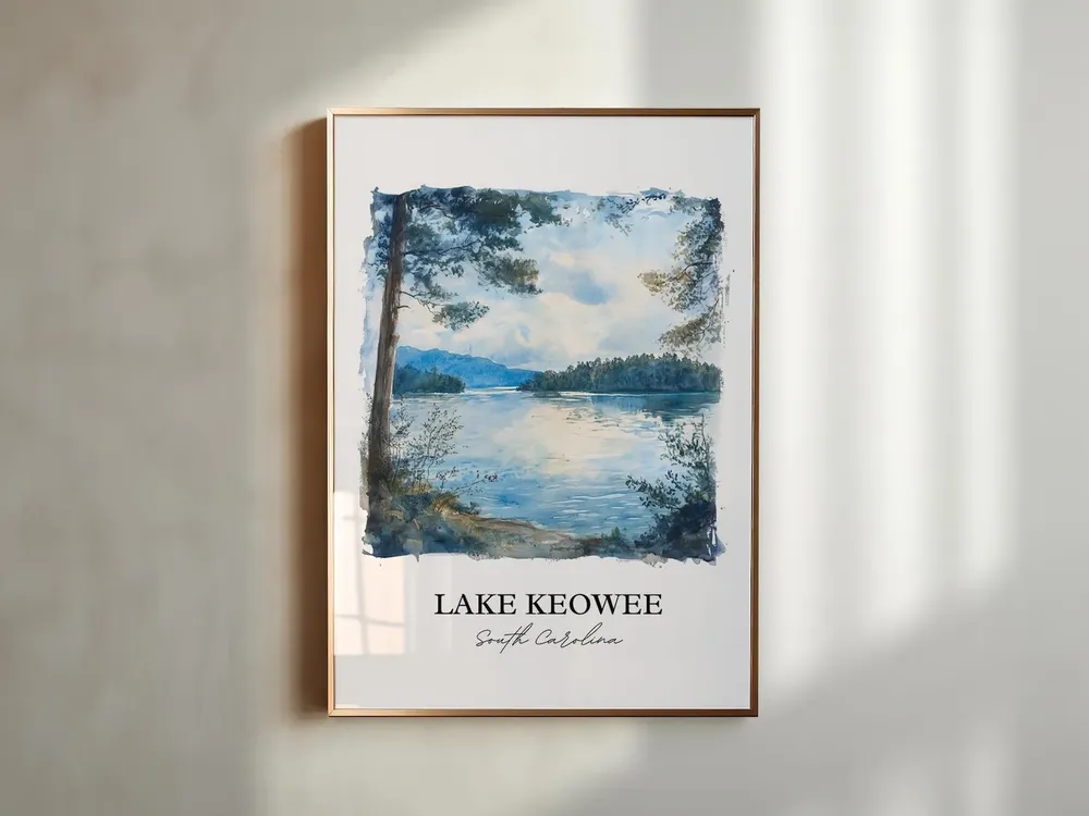 Lake Keowee, South Carolina Watercolor Travel Poster - Image 5