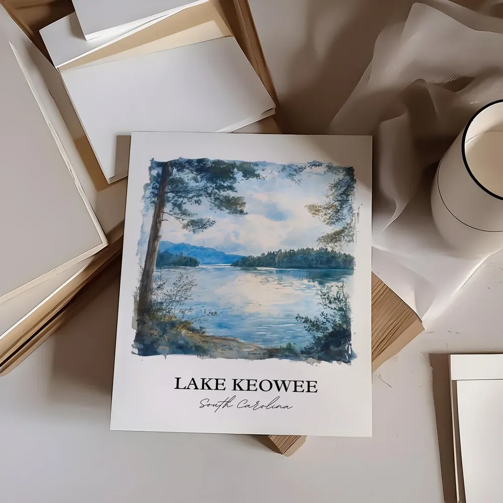 Lake Keowee, South Carolina Watercolor Travel Poster - Image 2