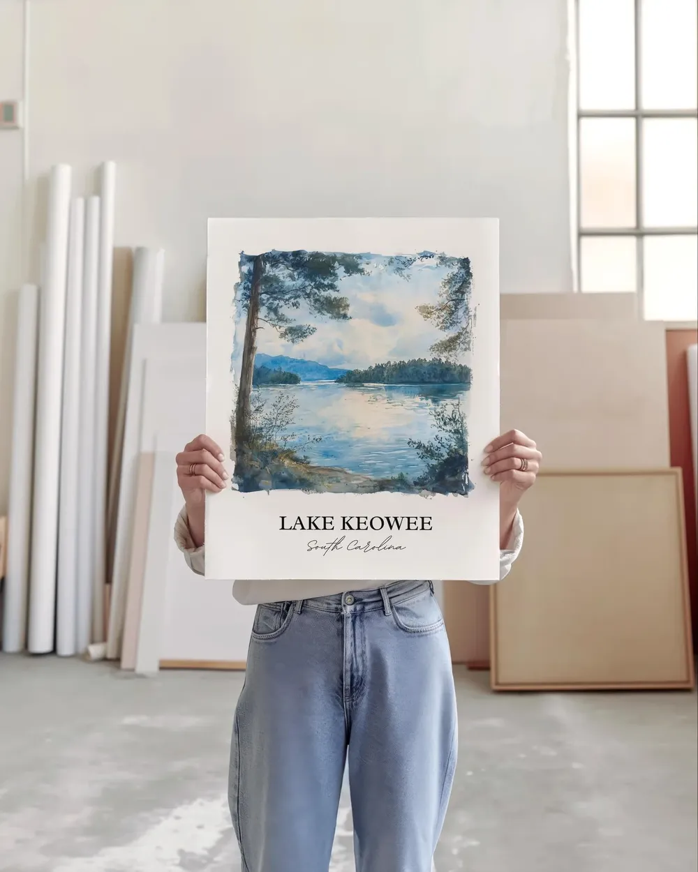 Lake Keowee, South Carolina Watercolor Travel Poster - Image 3