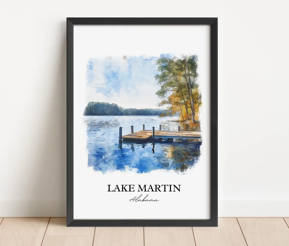 Lake Martin, Alabama Watercolor Travel Poster - Image 2