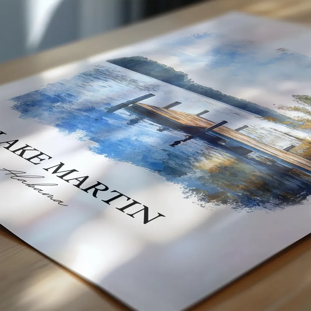 Lake Martin, Alabama Watercolor Travel Poster - Image 6