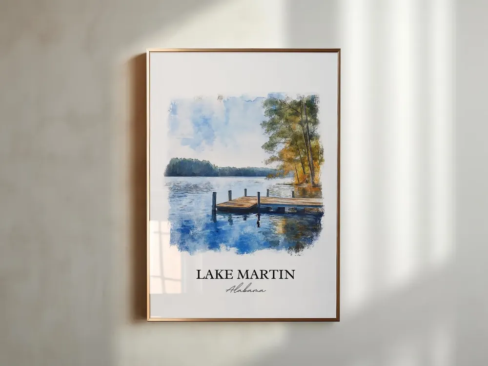 Lake Martin, Alabama Watercolor Travel Poster - Image 5