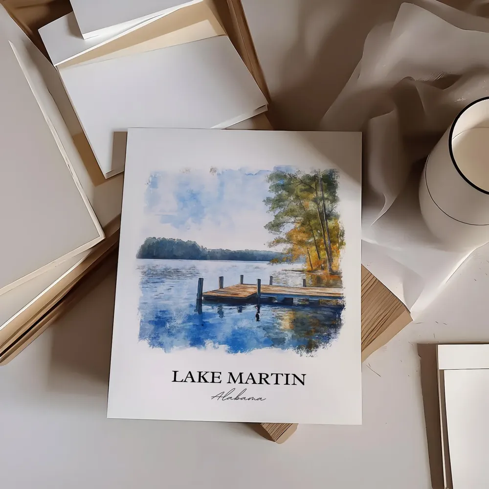 Lake Martin, Alabama Watercolor Travel Poster - Image 3
