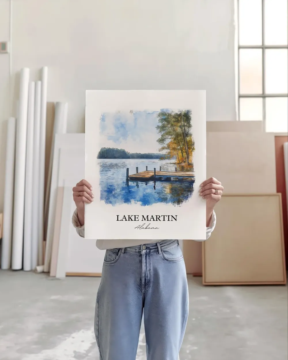 Lake Martin, Alabama Watercolor Travel Poster - Image 4