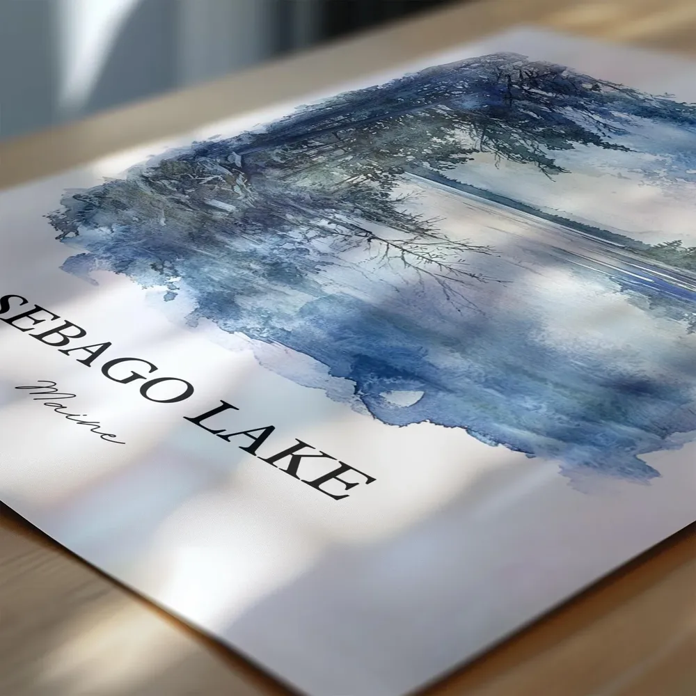 Sebago Lake Watercolor Travel Poster, Casco Maine - Image 6
