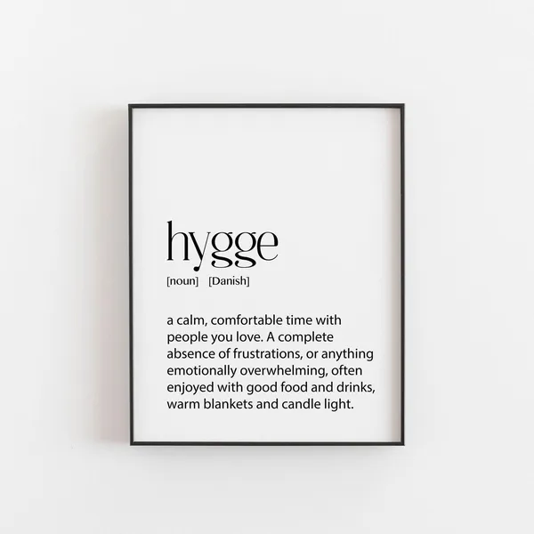 Hygge Definition Print, Danish Minimalist Poster