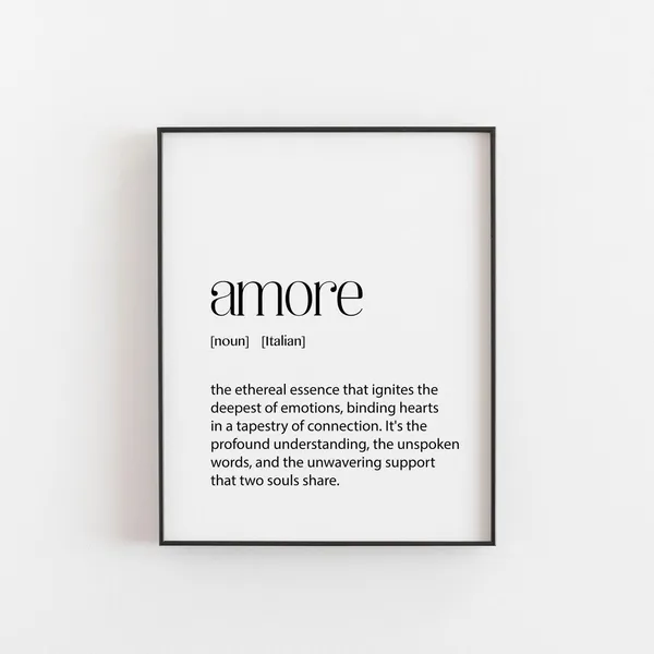Italian Amore Love Definition Art Print, Romantic Decor
